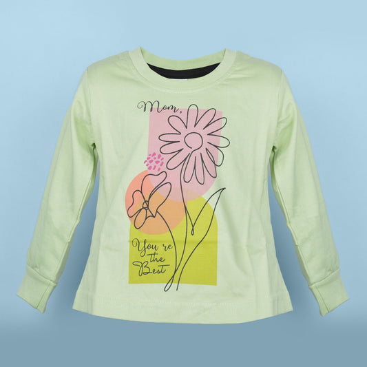 Big Premier Girl's Light Green 'Mom, You're The Best' Top