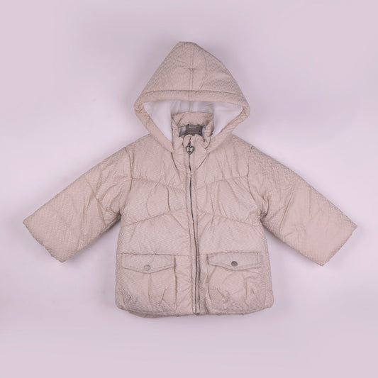 Cozy & Stylish Beige Quilted Jacket for Girls | Little Kangaroos Smart Outdoor Wear