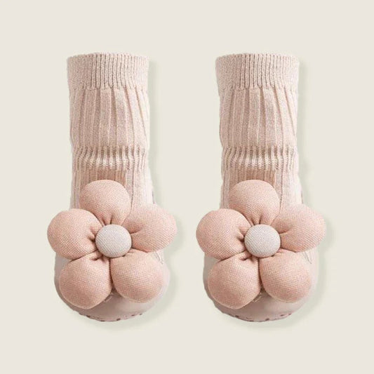 Soft & Stylish – Beige Embroidered Baby Socks by Lille Barn