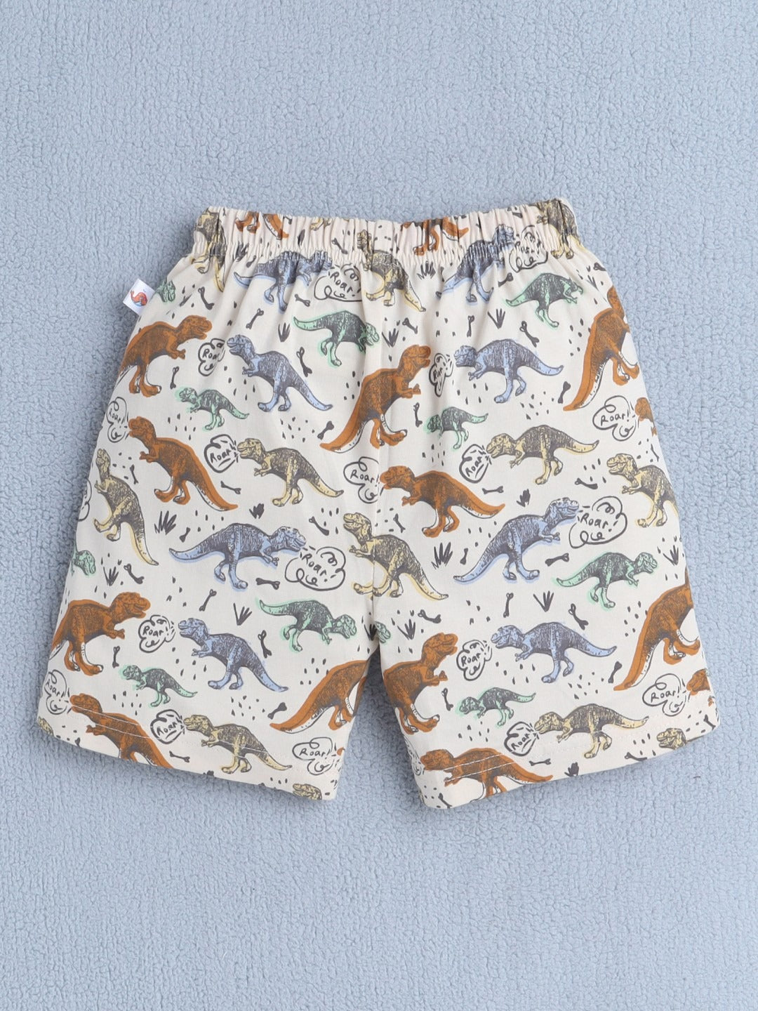 Bumzee Boy's Beige 'Roar' AOP T-Shirt & Knee-Length Shorts Set