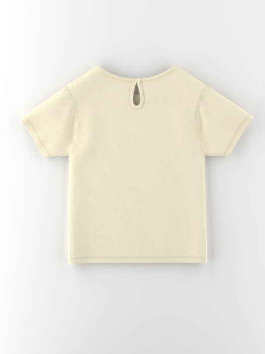 Lazy Spring Days Beige Tee with Buttons