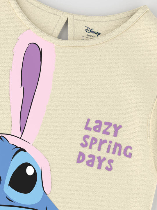 Lazy Spring Days Beige Tee with Buttons
