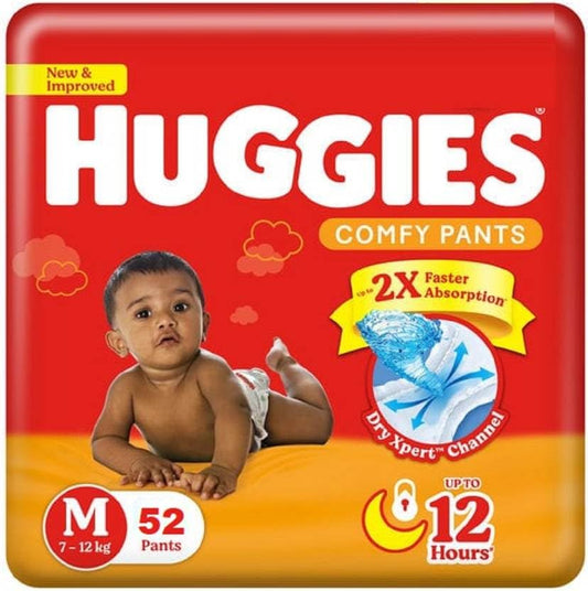 Huggies Comfy Medium Diaper Pants M (7-12 kg) | 52 pcs | Fast Absorption
