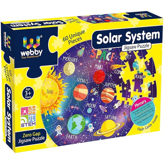 Webby Kids Webby Amazing Solar System Jigsaw Floor Puzzle 60 Pcs with 4 Double Sided Flashcards