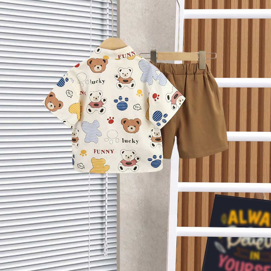 Boys Cartoon Graphic Shirt With Shorts Set
