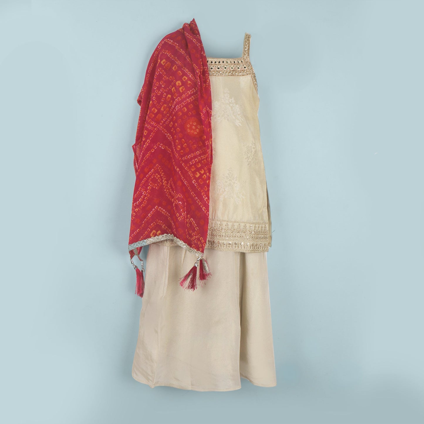 Flare & Flair – Offwhite Ethnic Partywear for Girls