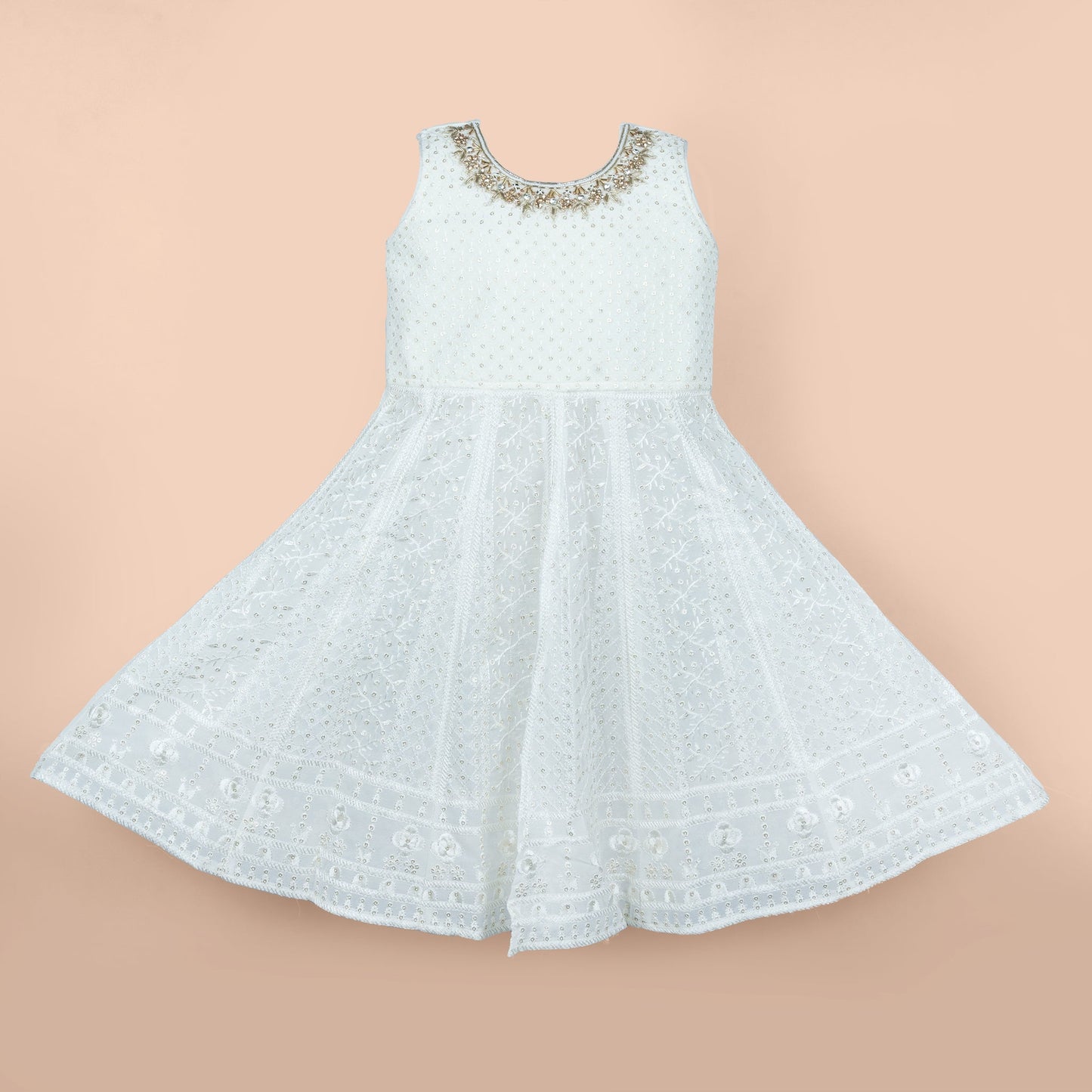 Little Starry Elegance – Offwhite Anarkali Suit for Girls