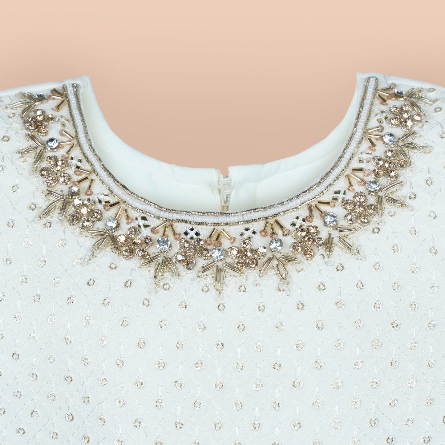 Little Starry Elegance – Offwhite Anarkali Suit for Girls