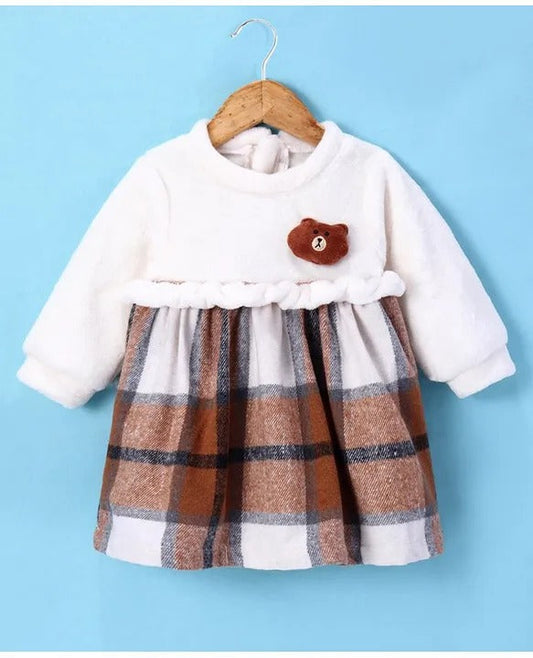 Shiny Whispers Frock — Off-White Party Dress for Girls