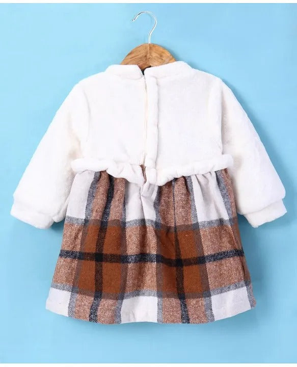 Shiny Whispers Frock — Off-White Party Dress for Girls