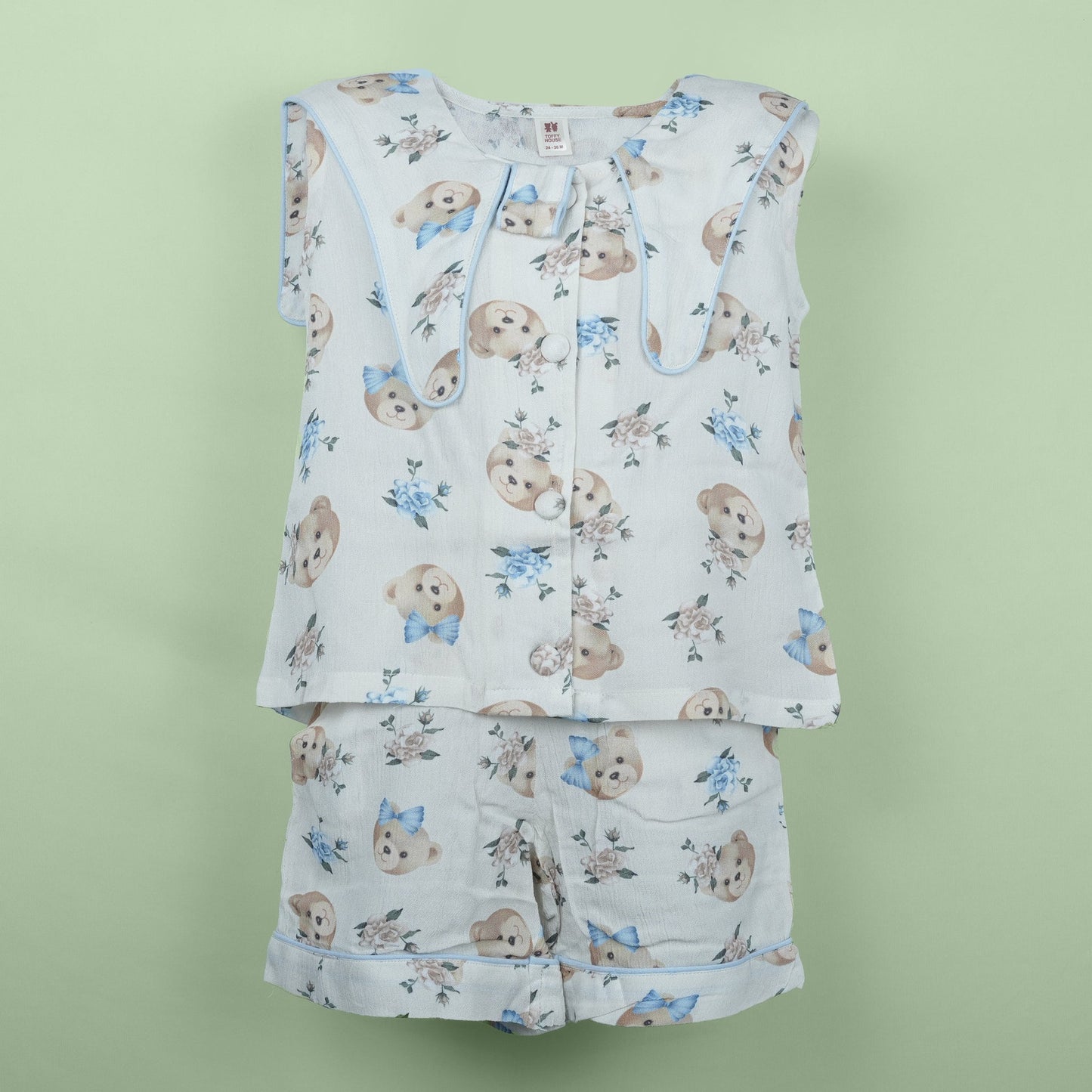 Chic & Sweet – Offwhite Printed Top with Shorts & Hairband