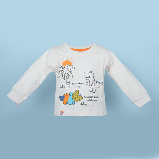 Animal Pals Tee – Big Premier Off-White Cotton Full Sleeve T-Shirt