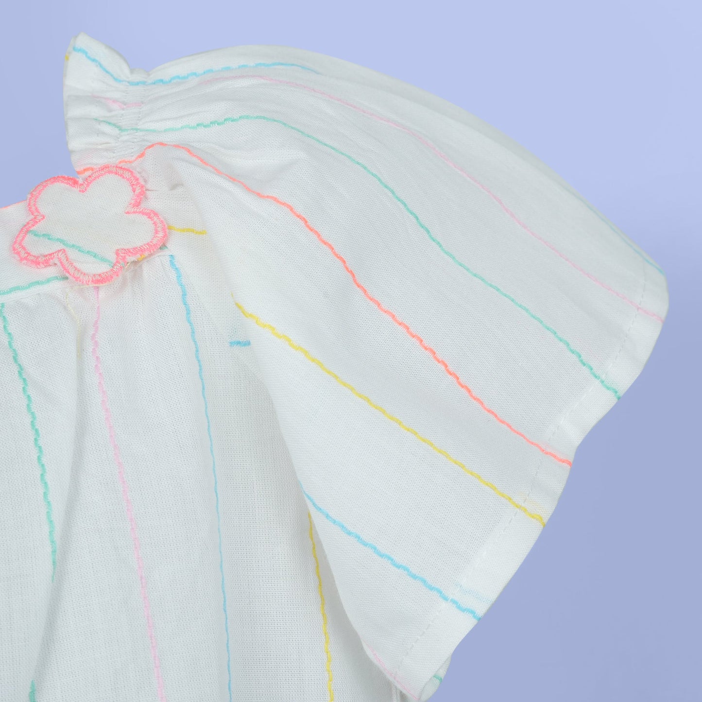 DW Girl's Offwhite Half-Sleeve Top & Striped Shorts Set