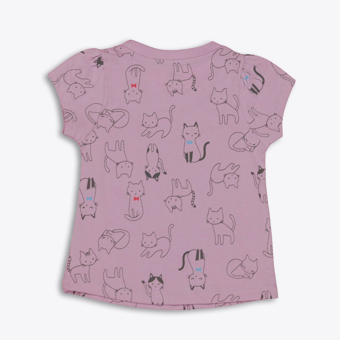 Pink Rabbit Girls Lilac Printed Cotton Cap Sleeve T-shirt