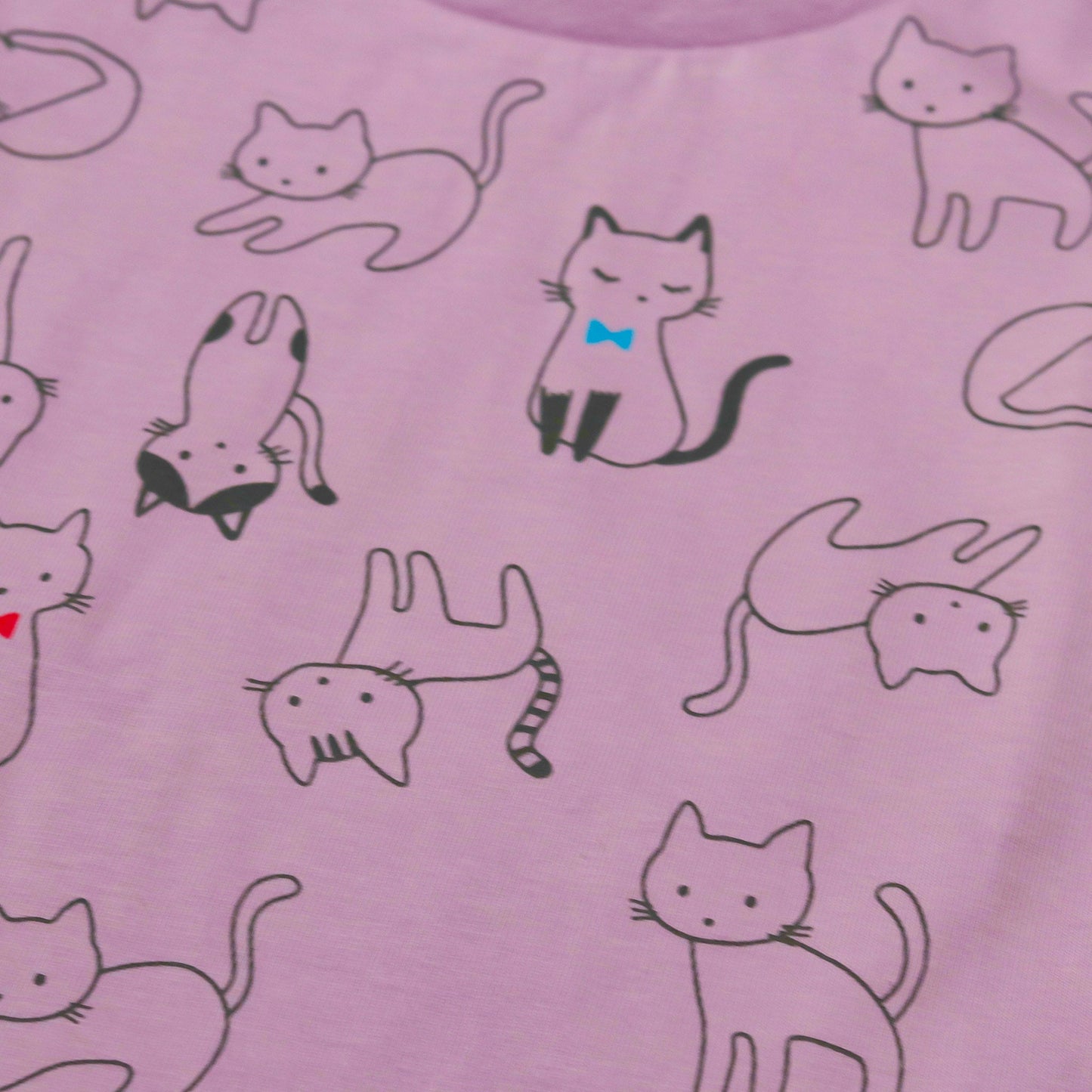 Pink Rabbit Girls Lilac Printed Cotton Cap Sleeve T-shirt