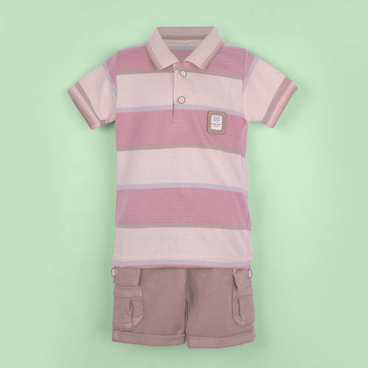 Breathable Comfort – Boys’ Lilac T-Shirt & Capris Combo