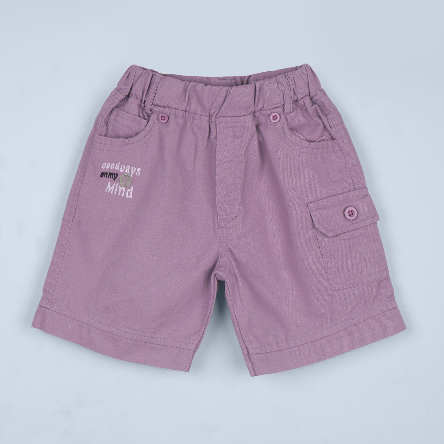 Good Days on My Mind – Boys’ Lilac Printed Shirt & Shorts