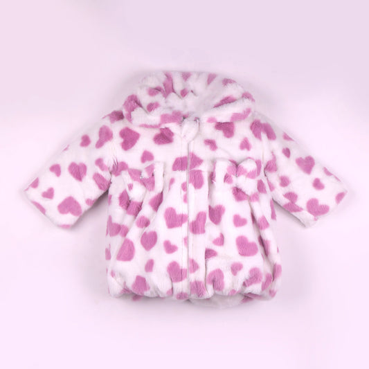 Warmth+ Lilac Fur Jacket with Collar Neck | Little Kangaroos Girls Full Sleeve Zip-Up