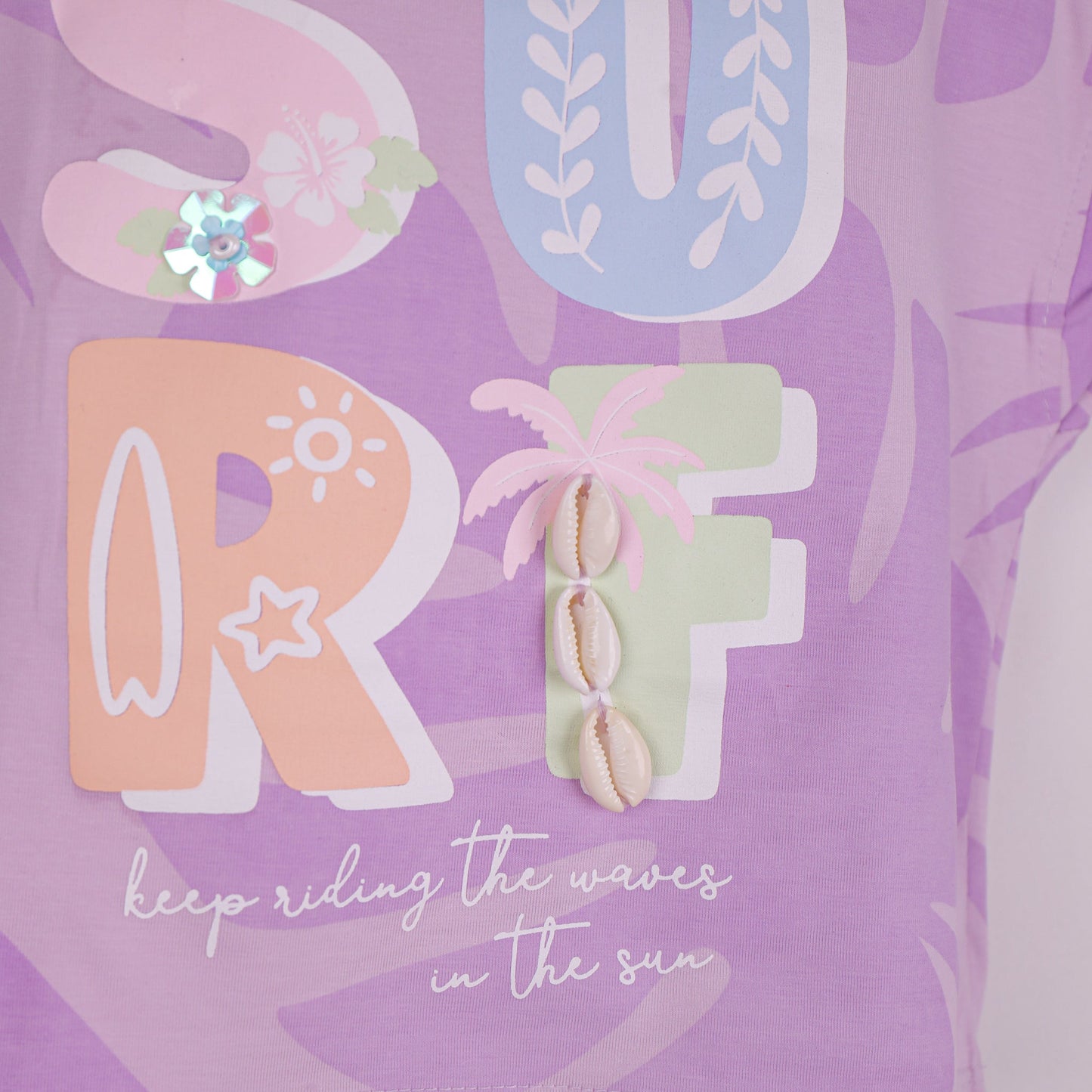 Summer Fun – Girls’ Lilac Surf Graphic Tee by Little Kangaroos