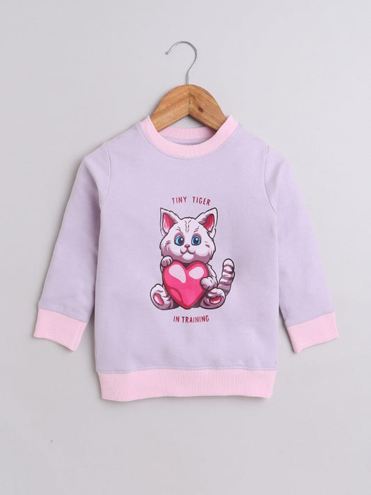 Bumzee’s comfortable sweatshirt: lilac charm, bold text, and all-season cozy style!