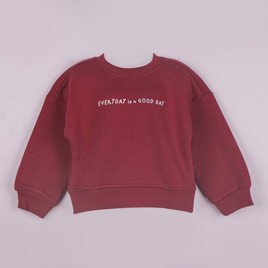 Wine Solid Sweatshirt for Girls – Everyday Winter Wear