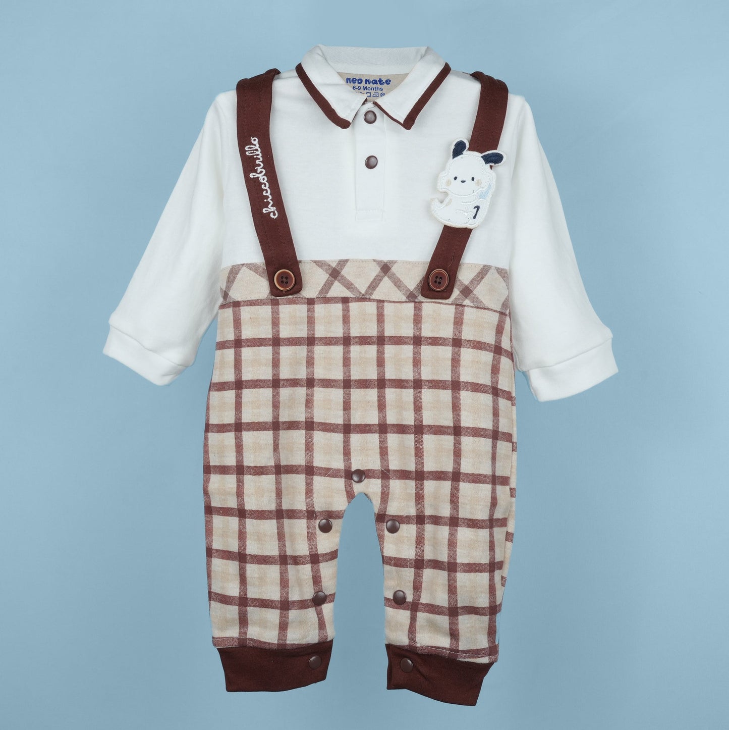 Smart & Snug: Polo Neck Full-Sleeve Appliqué Romper
