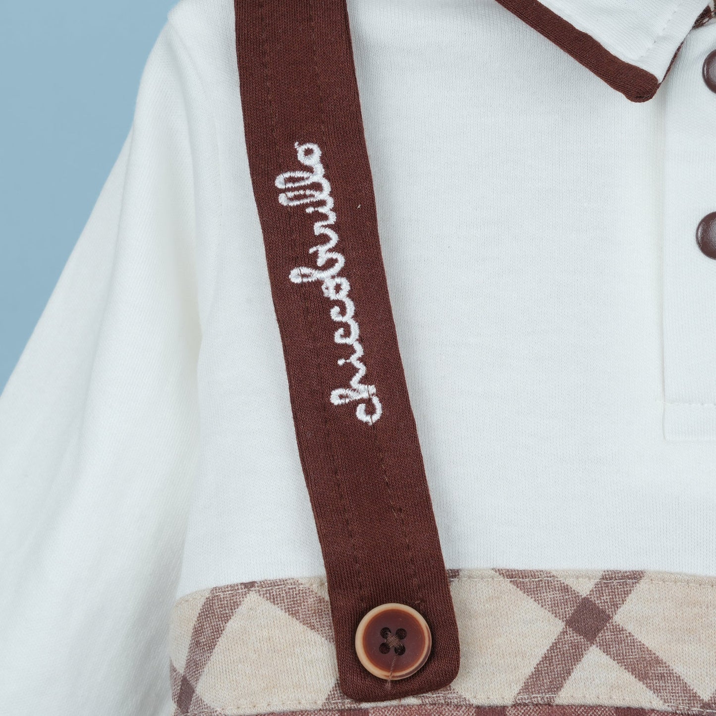 Smart & Snug: Polo Neck Full-Sleeve Appliqué Romper
