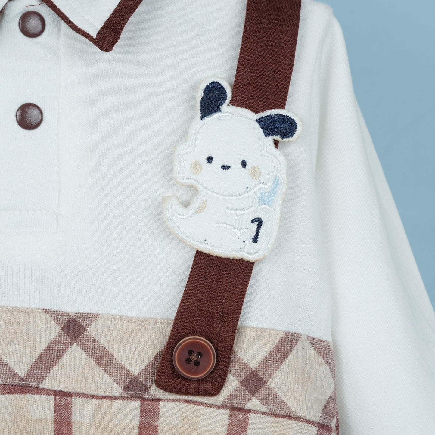 Smart & Snug: Polo Neck Full-Sleeve Appliqué Romper
