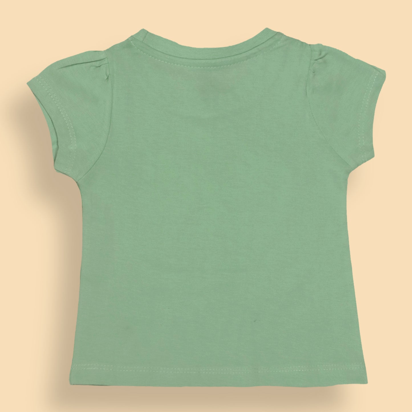 Pink Rabbit Girls Mint Cotton Printed Cap Sleeve T-shirt