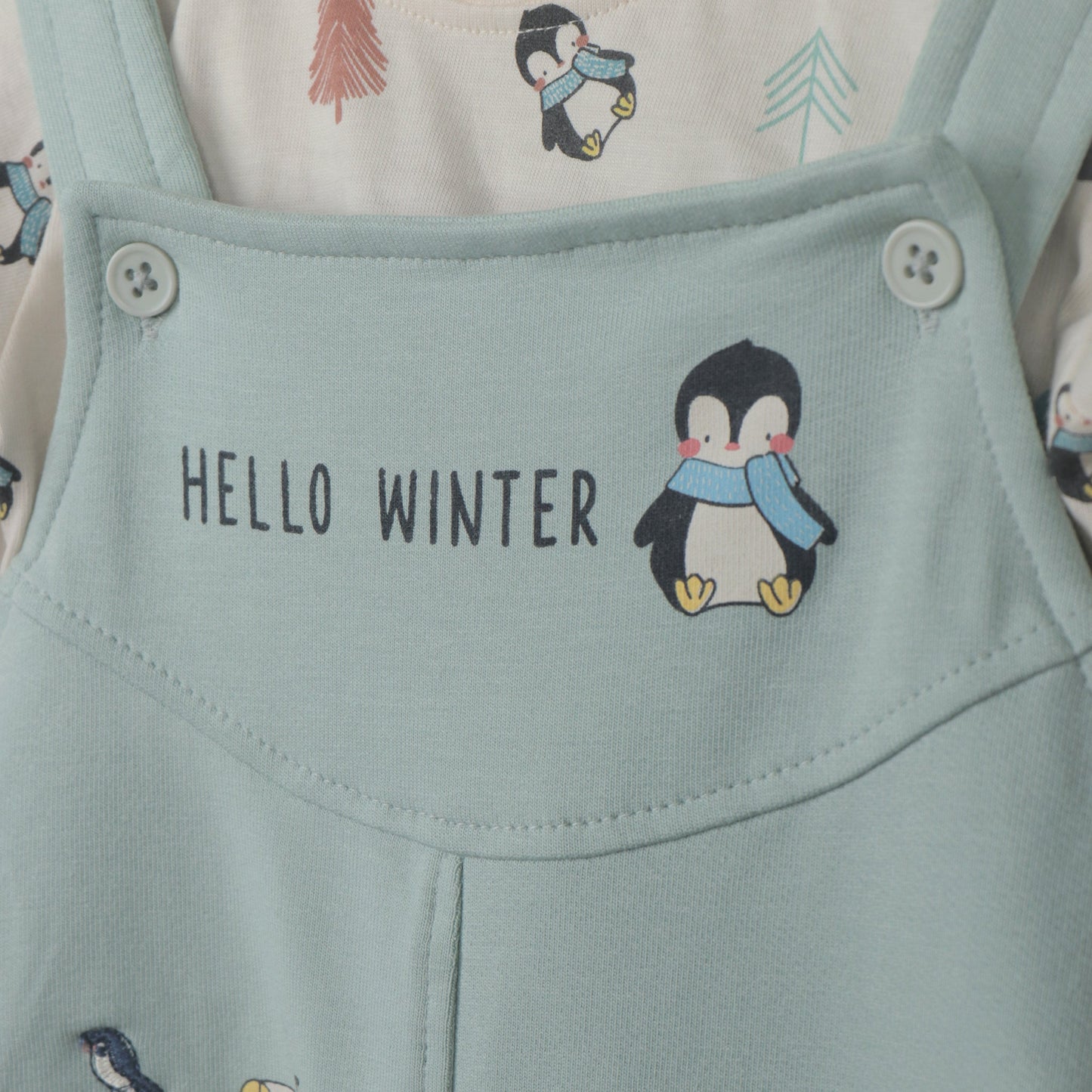 Winter Ready Mint Cotton Dungaree Set for Kids | Cucumber Smart Outdoor Comfort+ Fashion