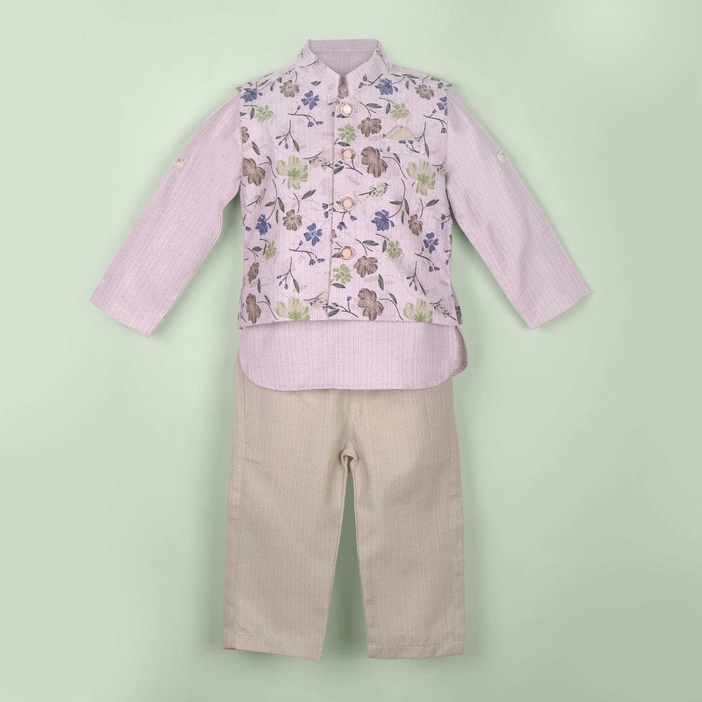 Tiny Tux Celebration Wear – Boys’ Mint Kurta & Jacket Set
