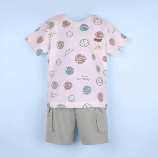 Choose Your Mood – Boys’ Mint Tee with Shorts by Kidzello