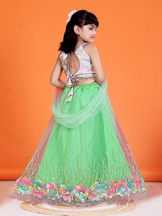 Spin, Smile & Shine – Satyam Fab Mint Green Lehenga Choli for Party Playtime