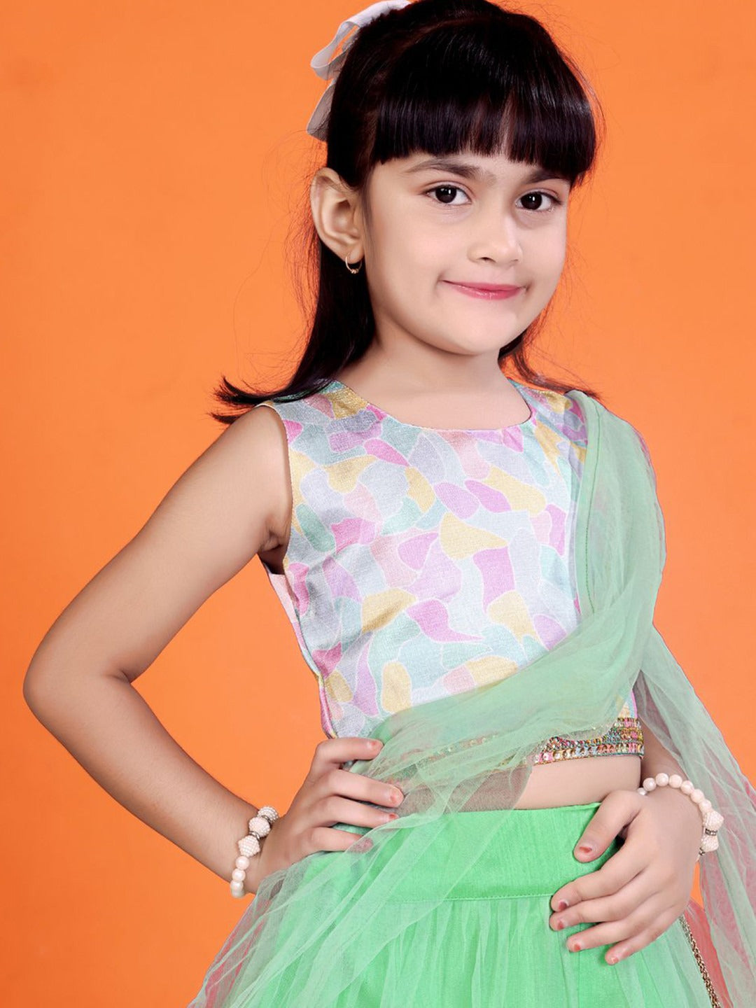 Spin, Smile & Shine – Satyam Fab Mint Green Lehenga Choli for Party Playtime