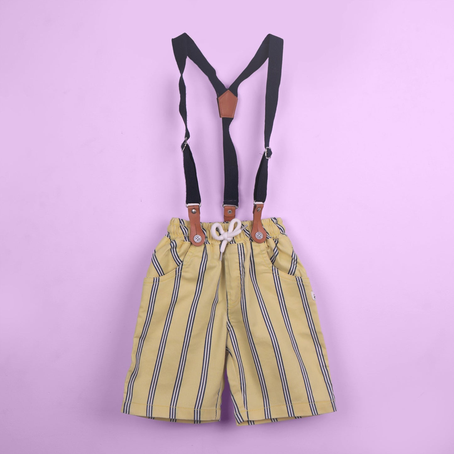Cool & Playful – Boys’ Mint Cotton Outfit with Shorts & Braces