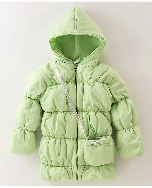 Stylish & Snug – Girls’ Mint Quilted Jacket with Bag Combo
