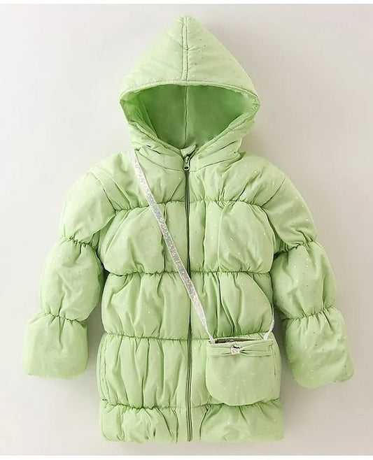 Stylish & Snug – Girls’ Mint Quilted Jacket with Bag Combo