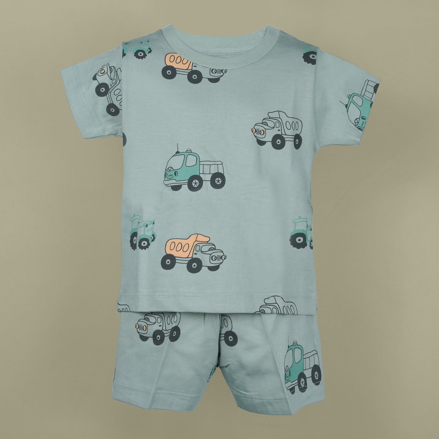Catch the Fun Breeze: Pink Rabbit Mint T-Shirt & Shorts Set