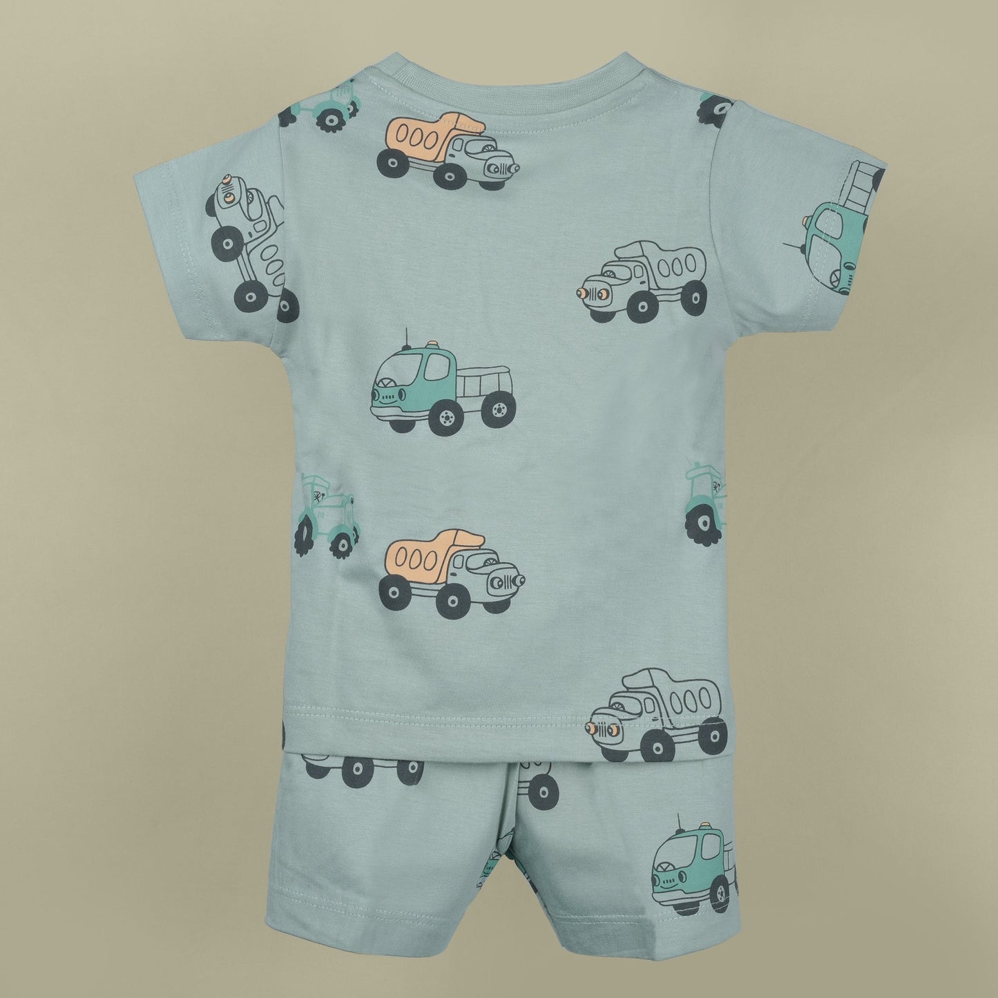 Catch the Fun Breeze: Pink Rabbit Mint T-Shirt & Shorts Set