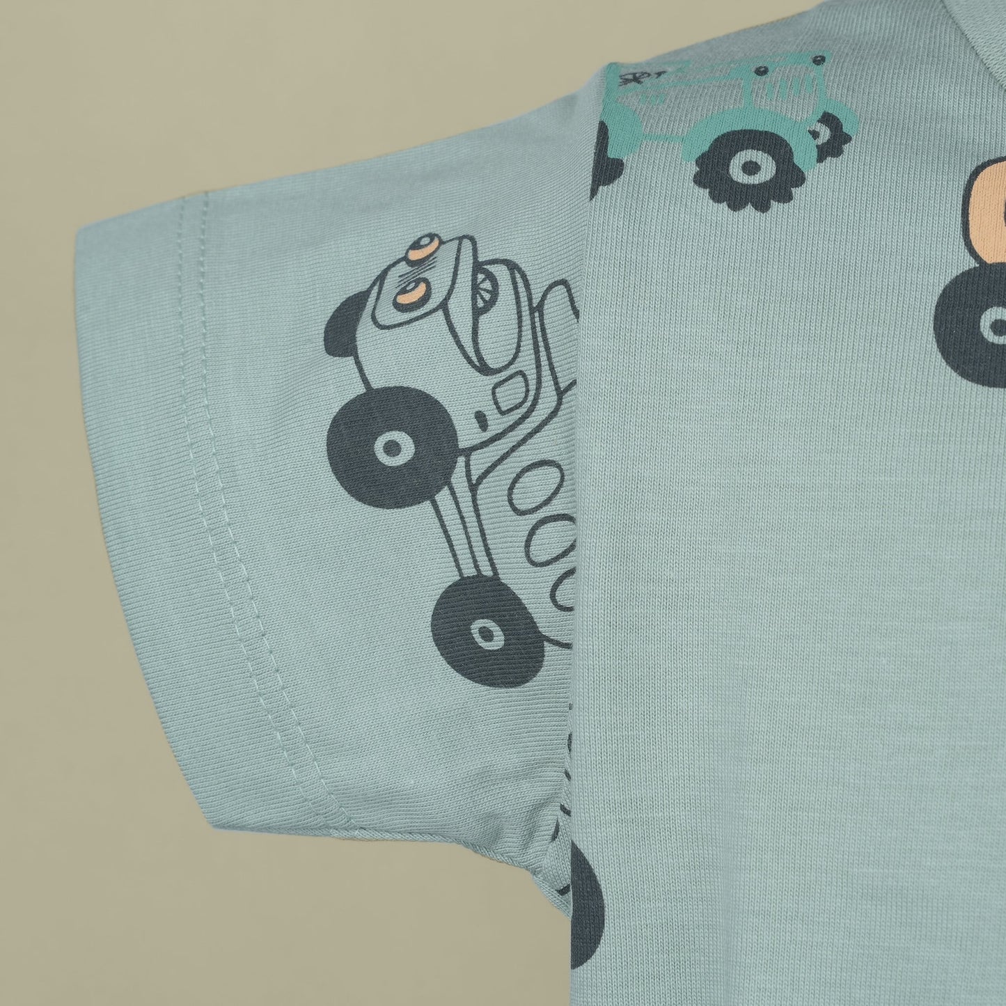 Catch the Fun Breeze: Pink Rabbit Mint T-Shirt & Shorts Set