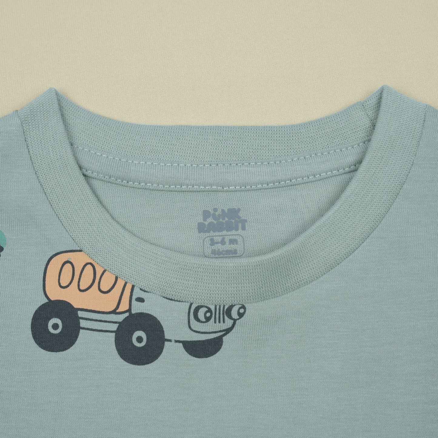 Catch the Fun Breeze: Pink Rabbit Mint T-Shirt & Shorts Set