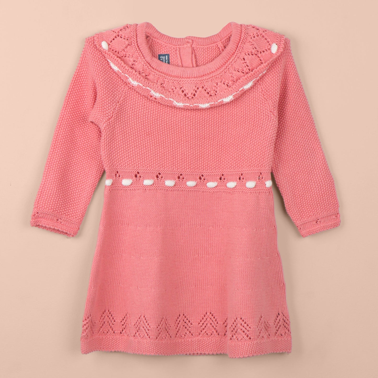Toffyhouse Girls’ Coral Pure Wool Frock with Socks – Round Neck, Extra Soft Winter Wear