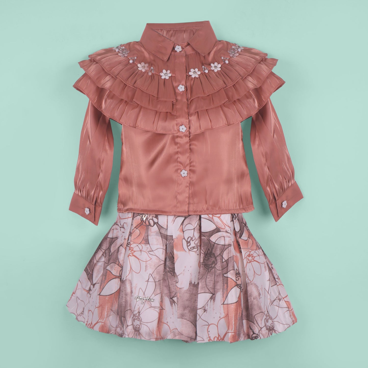 Myra Girls’ Celebration Wear – Coral Bead & Pearl Outfi