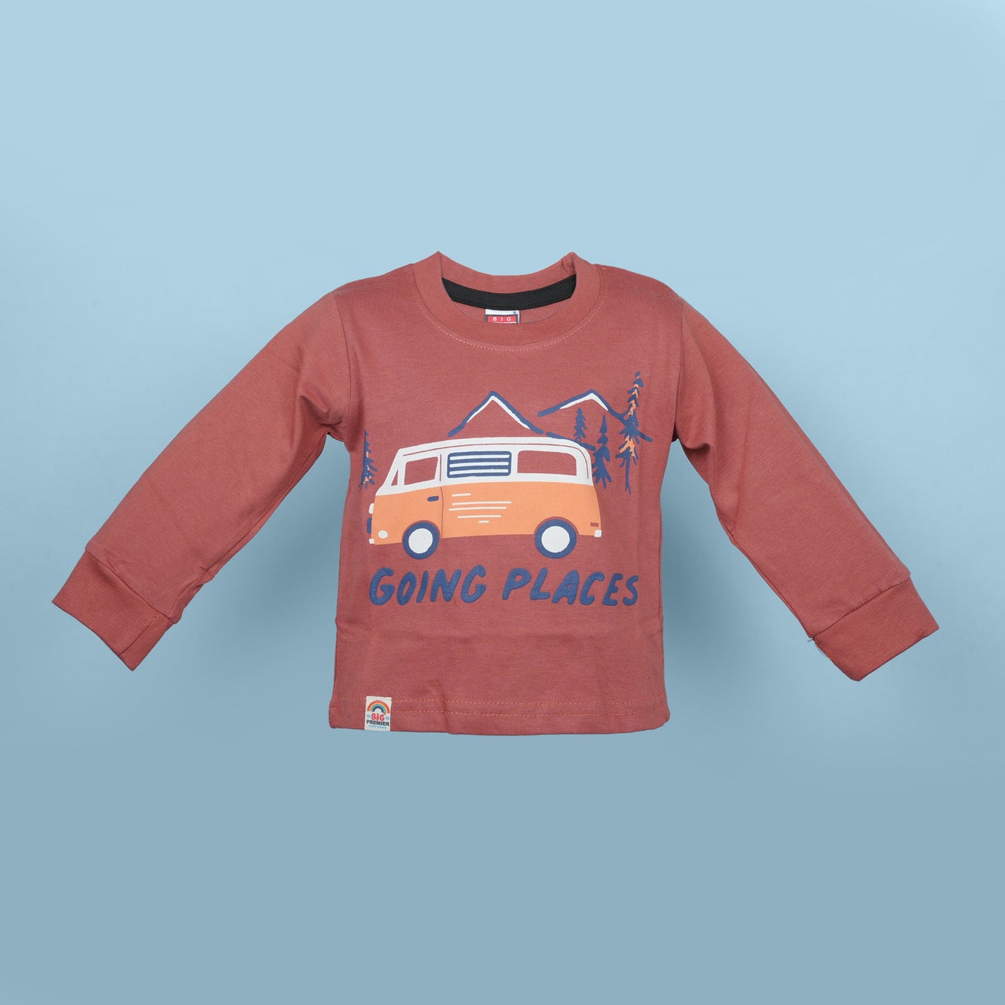 Bright Days Ahead – Big Premier Coral “Going Places” Cotton Tee