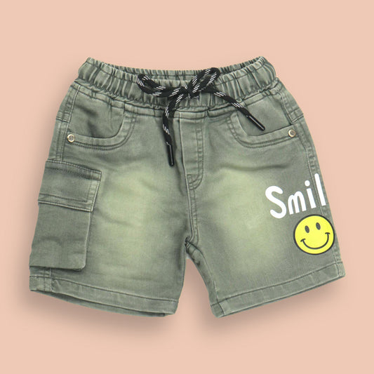 Mikkie House Sea Green Cotton Unisex Knee-Length Shorts with Drawstring Closure
