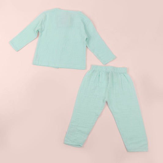 Dreamy Nights in Sea Green: Toffyhouse Muslin Pyjama Set for Comfy Summer Sleep