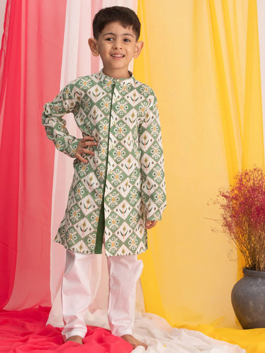 Playful Prince Look – Sea Green Kurta Pyjama Combo