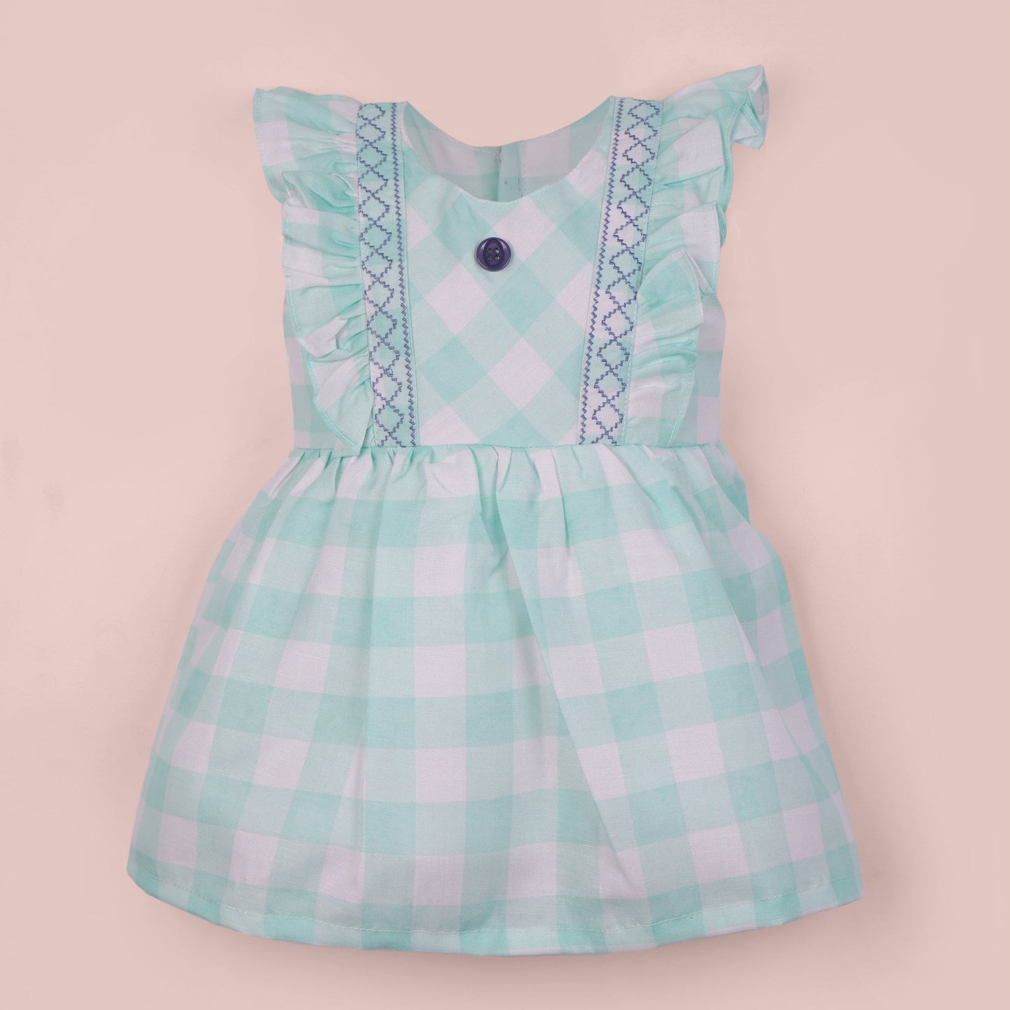 Step into smart outdoor fun with A Little Pari’s sea green frock and panty combo!