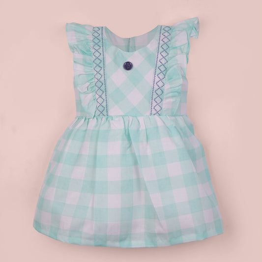 Step into smart outdoor fun with A Little Pari’s sea green frock and panty combo!