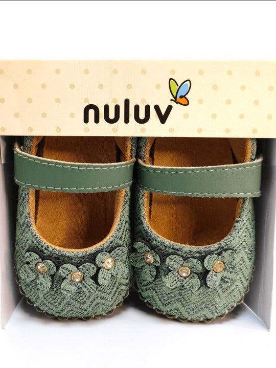 Nuluv Sea Green Booties for Infant Girls – Soft & Stylish Baby Shoes (6–12 Months